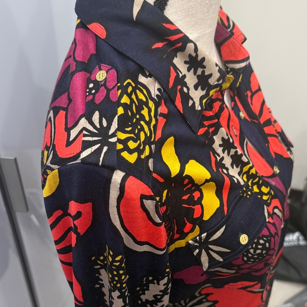 Tory Burch SILK SHIRT Floral Long Sleeve - Picture 2 of 6